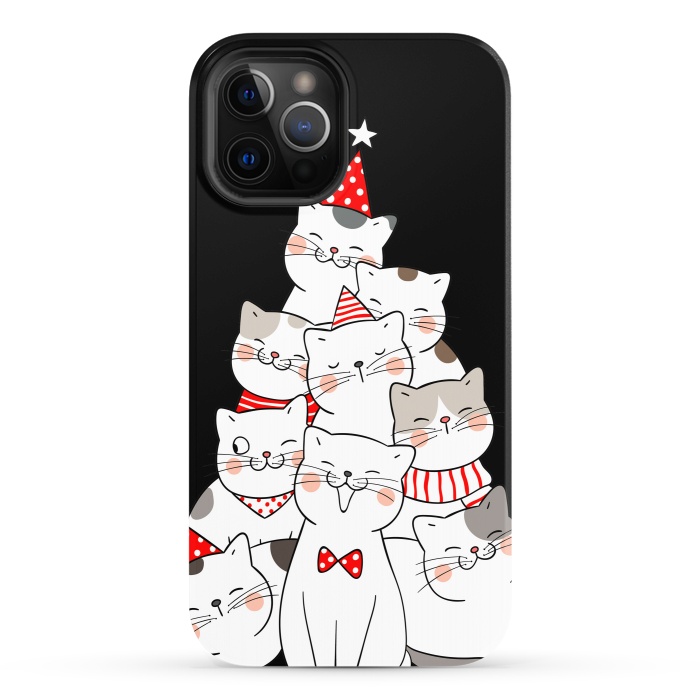 iPhone 12 Pro StrongFit christmas cats by haroulita