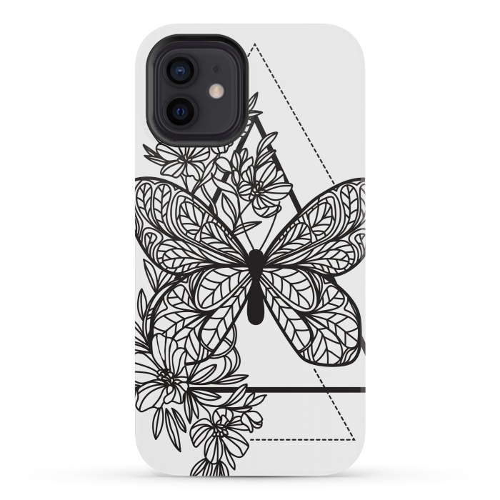 iPhone 12 mini StrongFit bw butterfly by haroulita