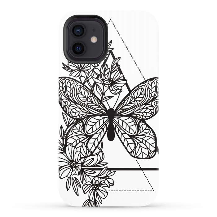 iPhone 12 StrongFit bw butterfly by haroulita