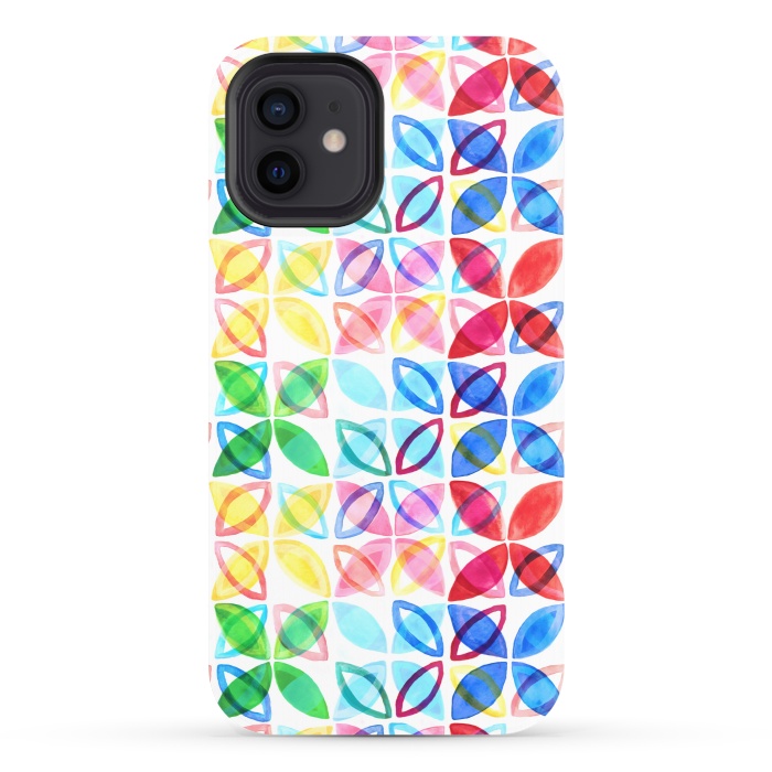 iPhone 12 StrongFit Rainbow Watercolor Pattern  by Tigatiga