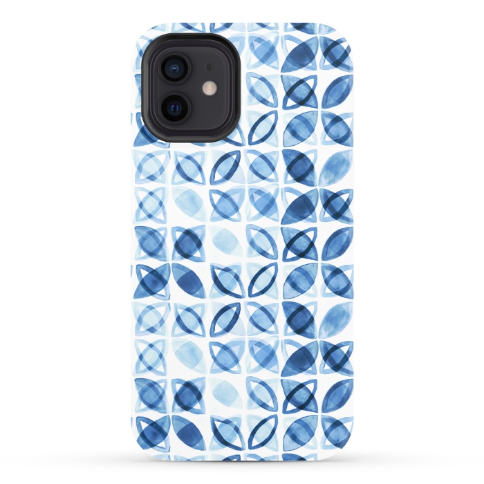 iPhone 12 StrongFit Blue Watercolor Pattern  by Tigatiga