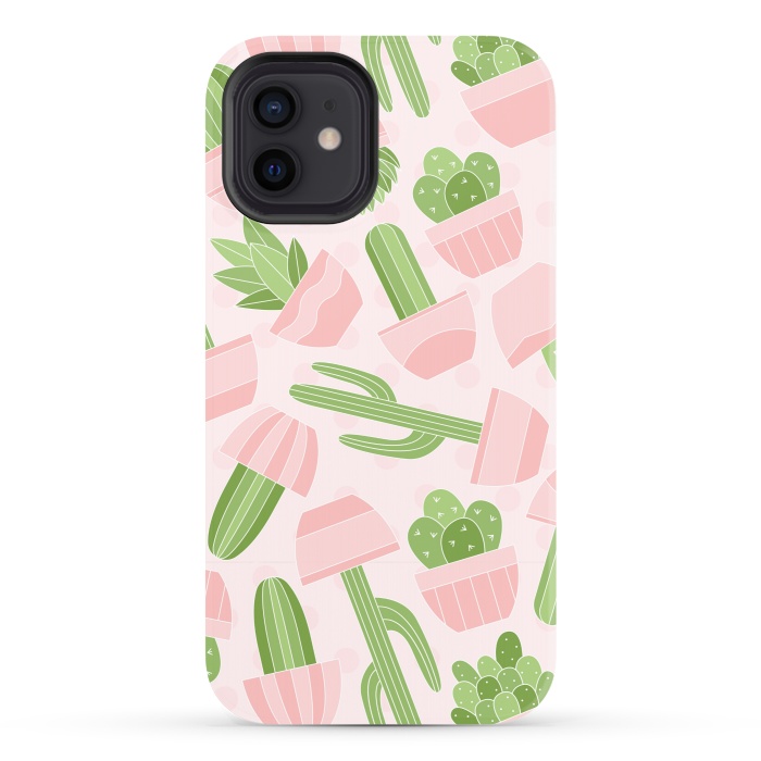 iPhone 12 StrongFit funny cactus print by MALLIKA