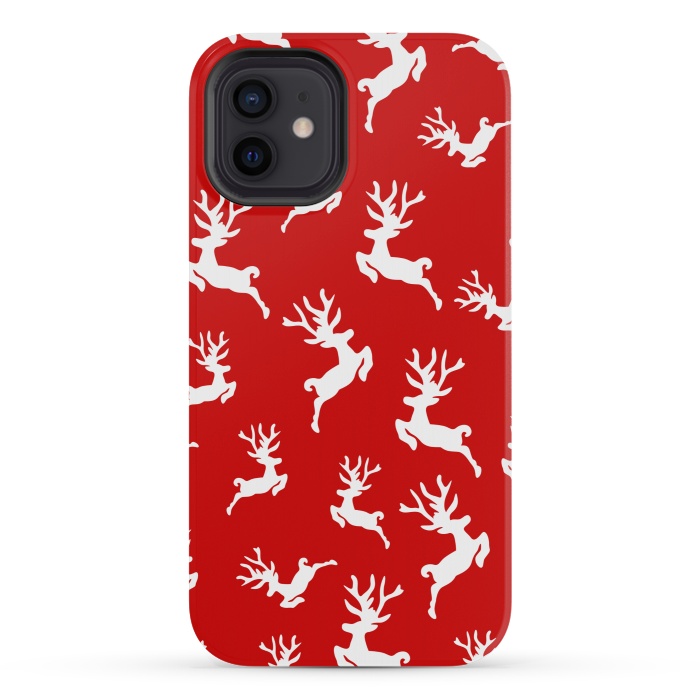 iPhone 12 mini StrongFit white christmas deer by MALLIKA