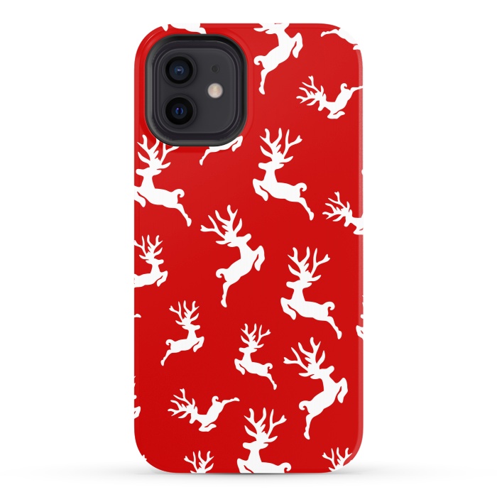 iPhone 12 StrongFit white christmas deer by MALLIKA