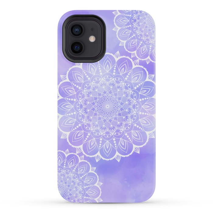iPhone 12 mini StrongFit Purple mandala flowers by Jms
