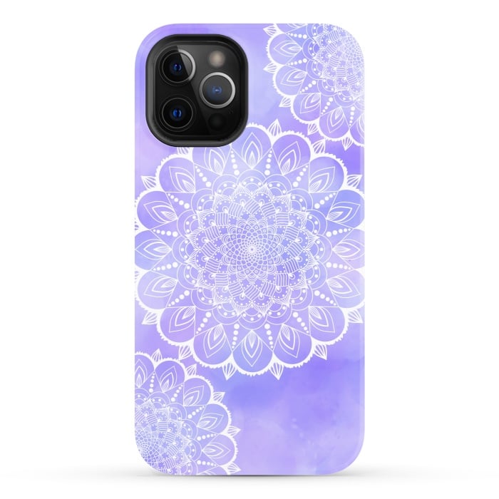 iPhone 12 Pro StrongFit Purple mandala flowers by Jms