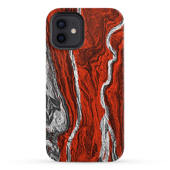 iPhone 12 StrongFit Red and white marble texture design by Josie