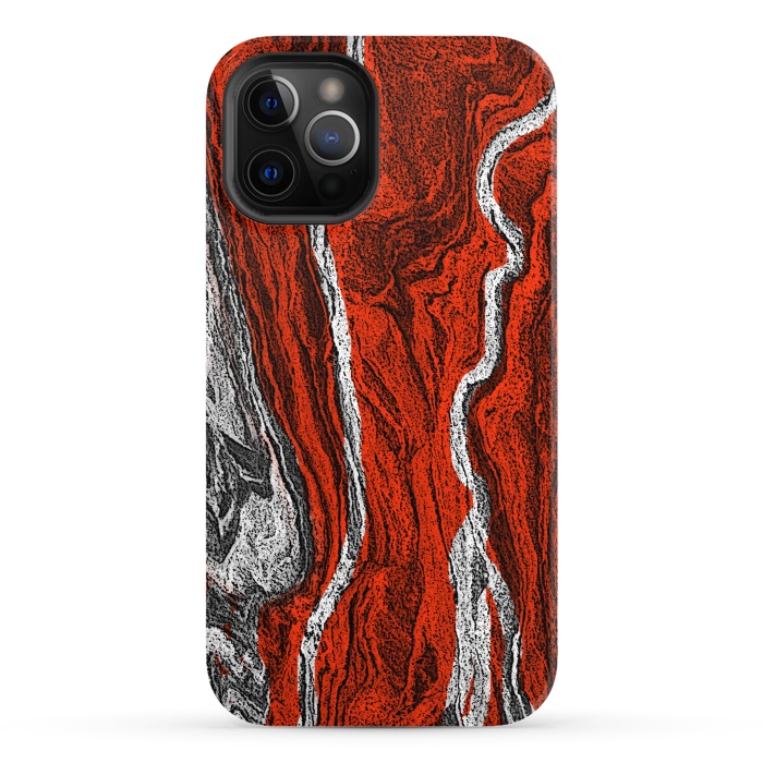 iPhone 12 Pro StrongFit Red and white marble texture design by Josie