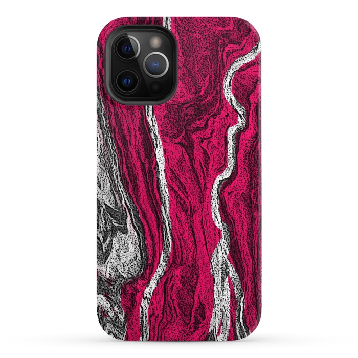 iPhone 12 Pro StrongFit Pink and white marble textured design by Josie