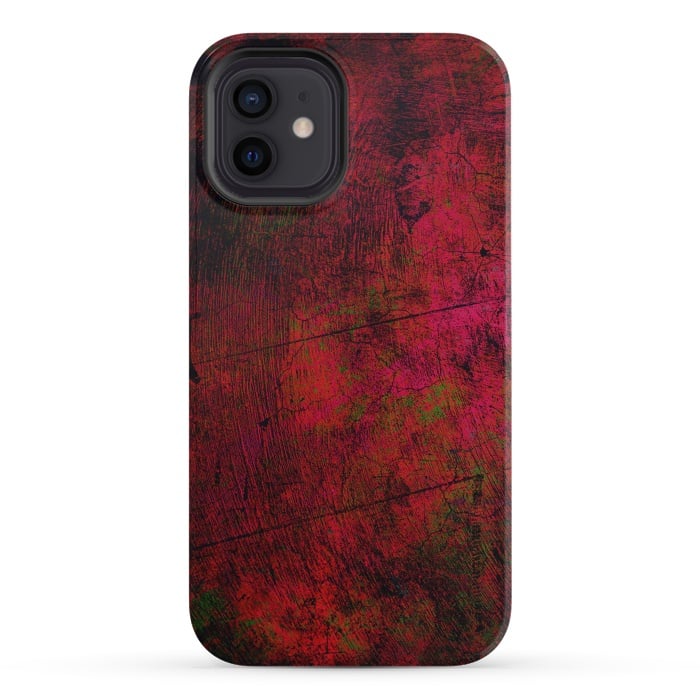 iPhone 12 mini StrongFit Red abstract grunge textured design by Josie
