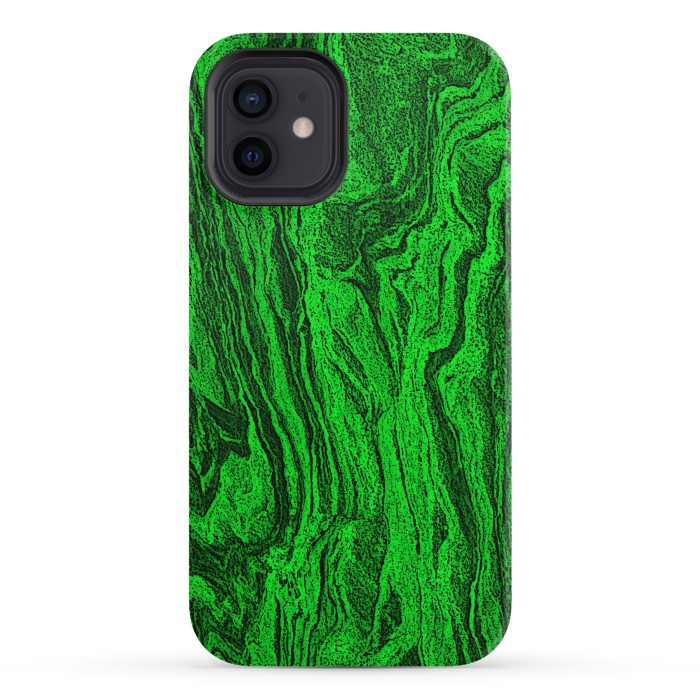 iPhone 12 mini StrongFit Green marble textured design by Josie