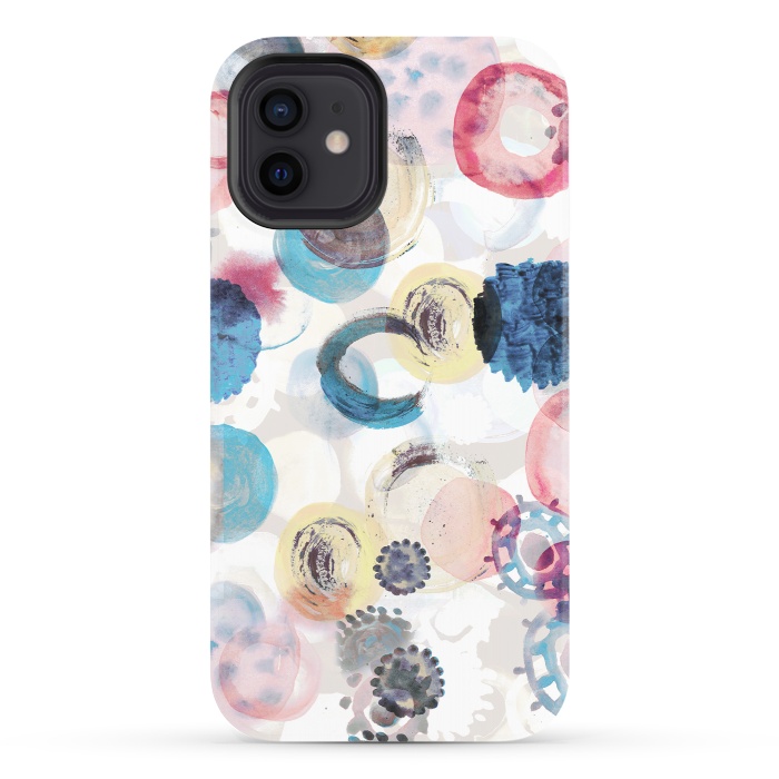 iPhone 12 StrongFit Watercolour playful spots abstract pattern by Oana 