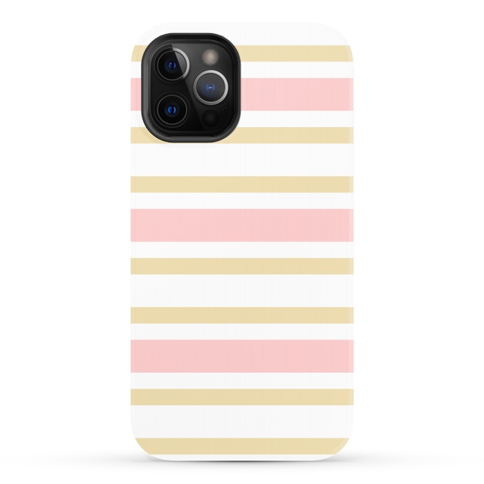 iPhone 12 Pro StrongFit pink golden stripes pattern by MALLIKA