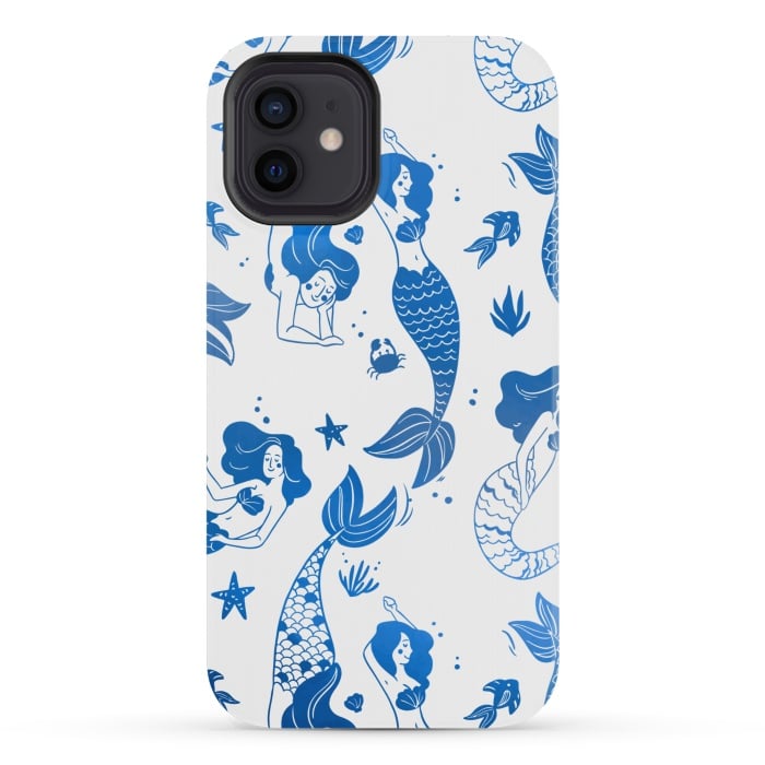 iPhone 12 mini StrongFit blue mermaid pattern by MALLIKA