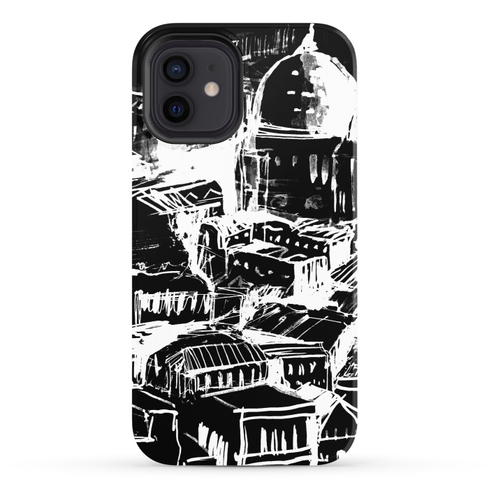 iPhone 12 StrongFit Venice Italian cityscape white ink sketch by Oana 