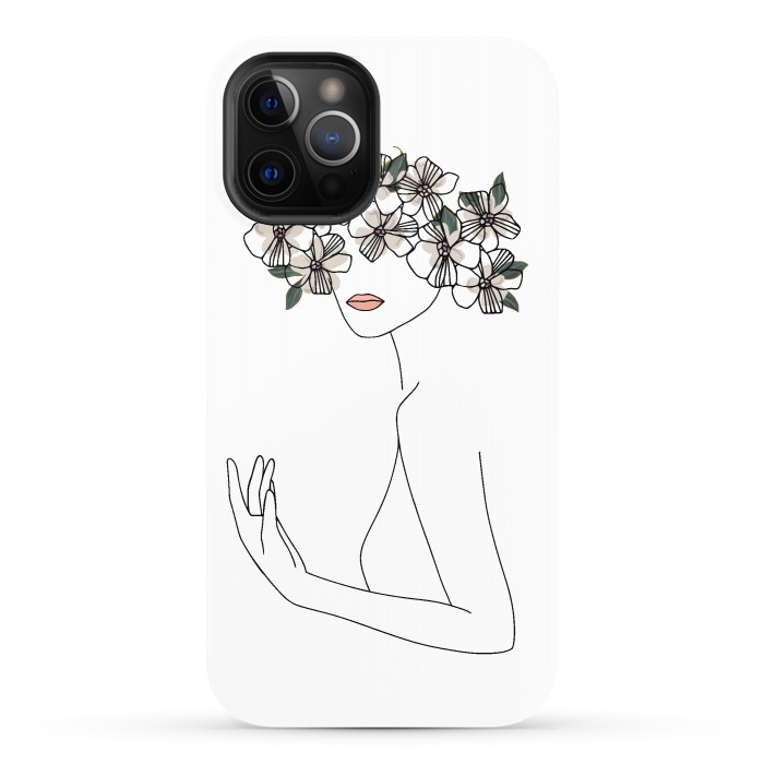 iPhone 12 Pro StrongFit Lineart - Nymph Girl Floral by DaDo ART