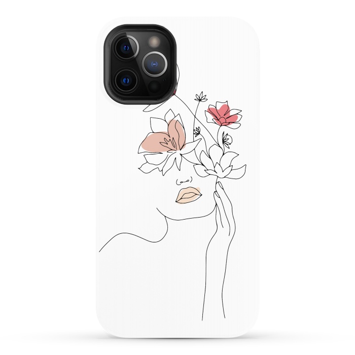 iPhone 12 Pro StrongFit Lineart Girl Flowers by DaDo ART