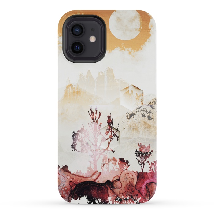 iPhone 12 mini StrongFit Desert oasis painted landscape by Oana 