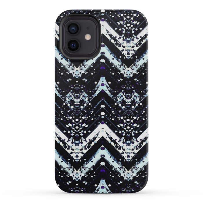 iPhone 12 mini StrongFit Snowy mountains zigzag ethnic pattern by Oana 