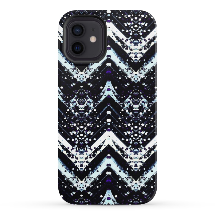 iPhone 12 StrongFit Snowy mountains zigzag ethnic pattern by Oana 