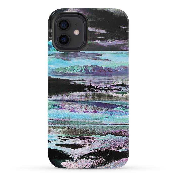 iPhone 12 mini StrongFit Stylised blue purple mountain landscape by Oana 