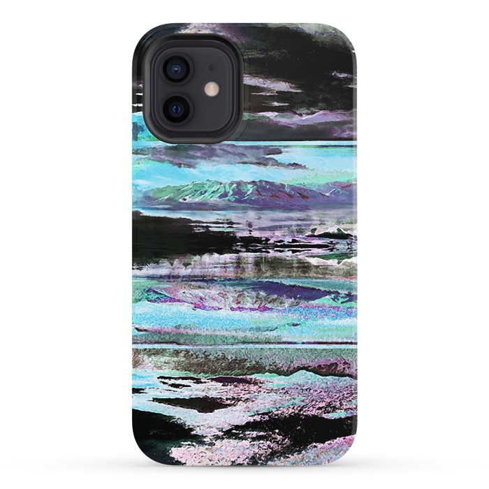 iPhone 12 StrongFit Stylised blue purple mountain landscape by Oana 