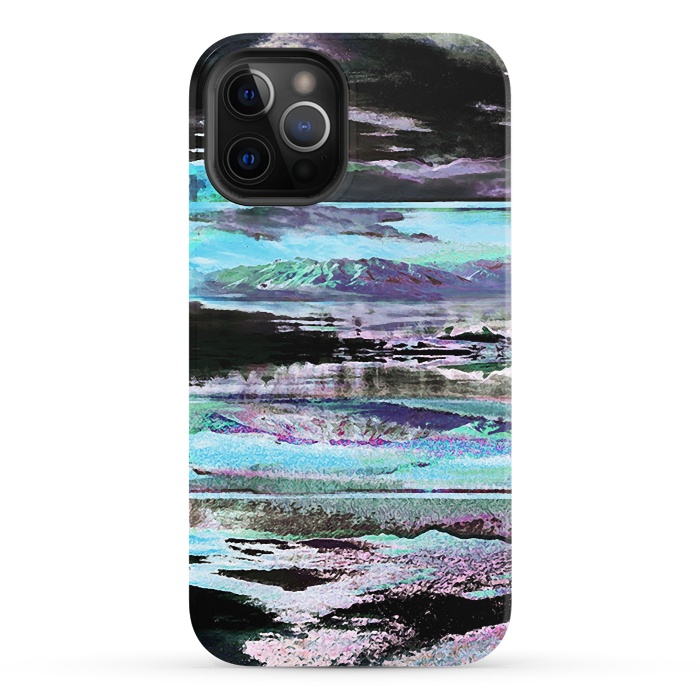 iPhone 12 Pro StrongFit Stylised blue purple mountain landscape by Oana 