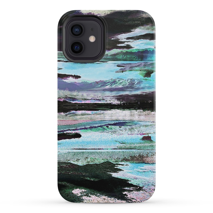 iPhone 12 mini StrongFit Mountain landscape textured modern painting by Oana 