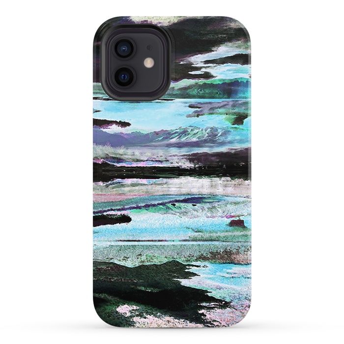 iPhone 12 StrongFit Mountain landscape textured modern painting by Oana 