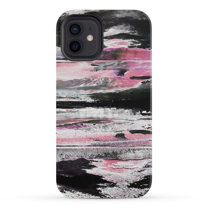 iPhone 12 mini StrongFit Faded pink mountain sunset landscape by Oana 