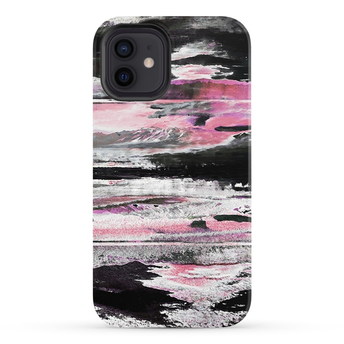 iPhone 12 StrongFit Faded pink mountain sunset landscape by Oana 