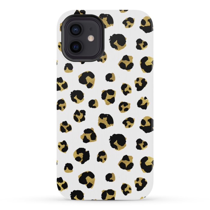 iPhone 12 mini StrongFit Leopard. Black and gold by Julia Badeeva