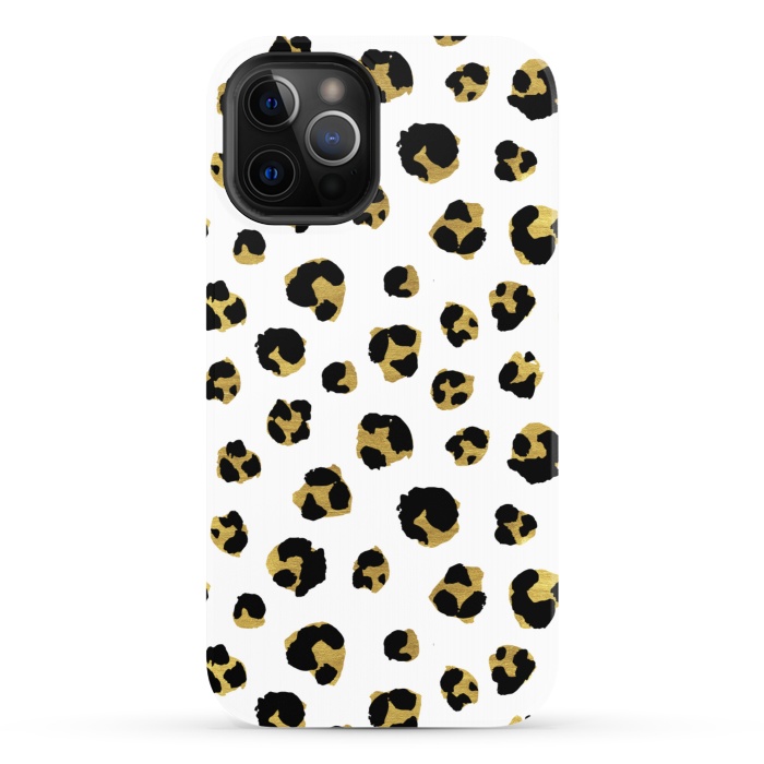 iPhone 12 Pro StrongFit Leopard. Black and gold by Julia Badeeva