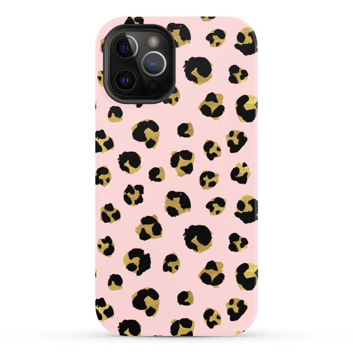 iPhone 12 Pro StrongFit Pink and gold leopard by Julia Badeeva