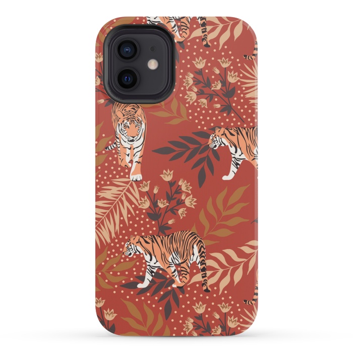 iPhone 12 mini StrongFit Tigers. Red pattern by Julia Badeeva