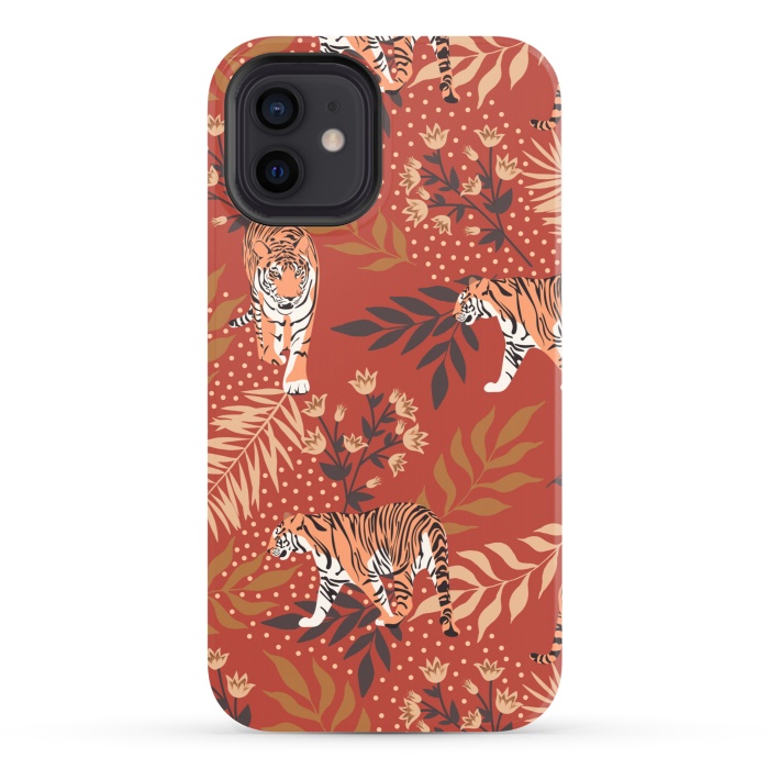 iPhone 12 StrongFit Tigers. Red pattern by Julia Badeeva