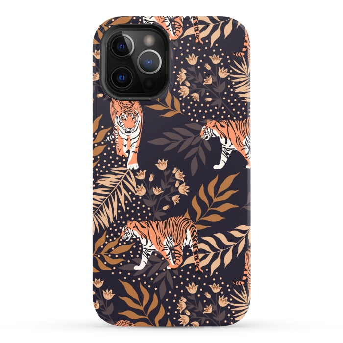 iPhone 12 Pro StrongFit Tigers. Purple pattern by Julia Badeeva