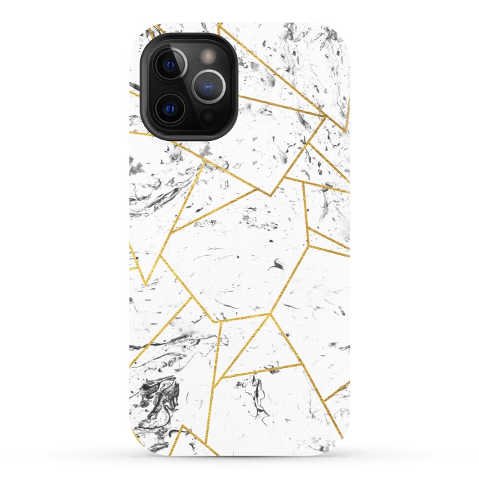 iPhone 12 Pro StrongFit White marble and gold frame by Julia Badeeva
