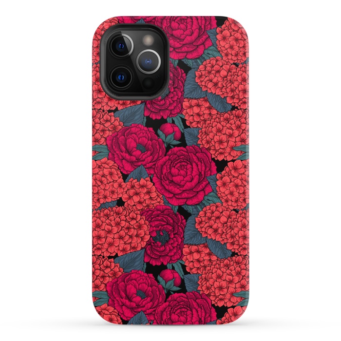 iPhone 12 Pro StrongFit Peony and hydrangea in red by Katerina Kirilova