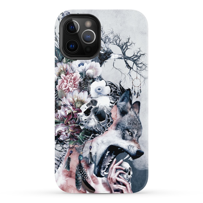 iPhone 12 Pro StrongFit Wolf and Skulls by Riza Peker