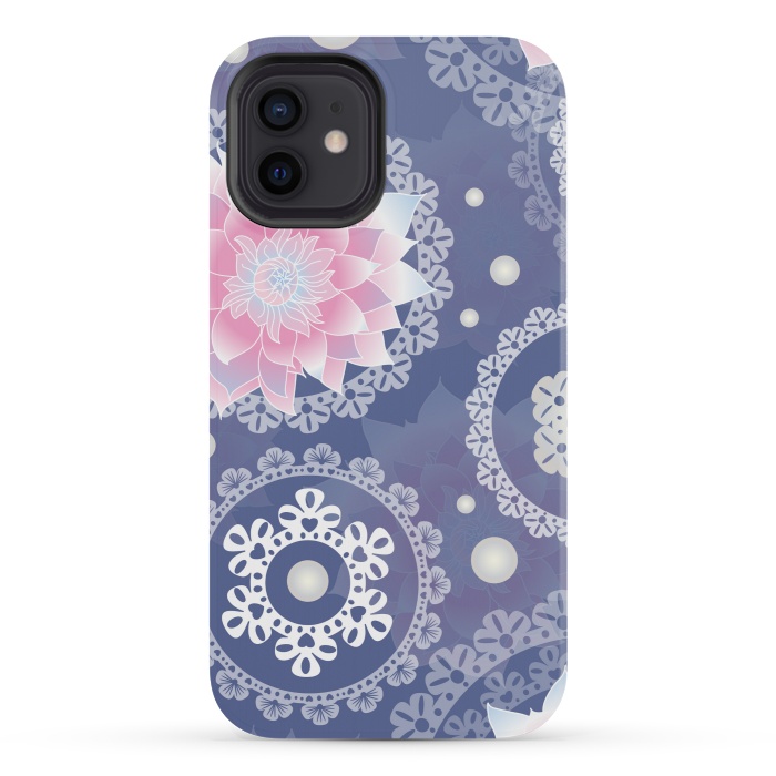 iPhone 12 mini StrongFit lotus floral pattern by MALLIKA