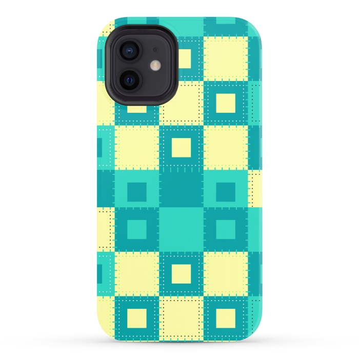iPhone 12 StrongFit blue yellow patchwork by MALLIKA