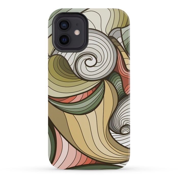 iPhone 12 mini StrongFit green swirl pattern by MALLIKA