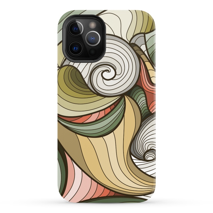 iPhone 12 Pro StrongFit green swirl pattern by MALLIKA