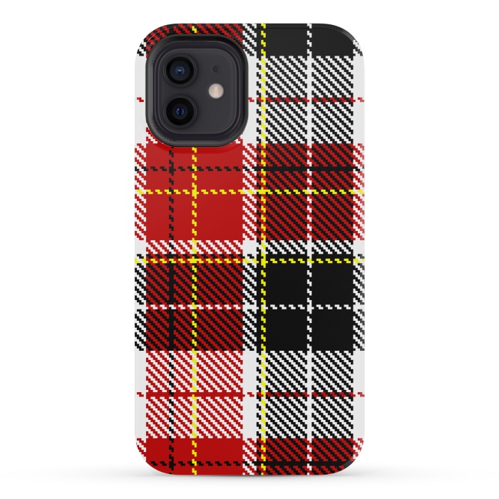 iPhone 12 mini StrongFit RED AND  BLACK CHECKS by MALLIKA