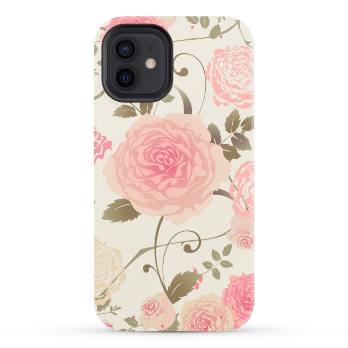 iPhone 12 StrongFit PINK ROSES PATTERN by MALLIKA