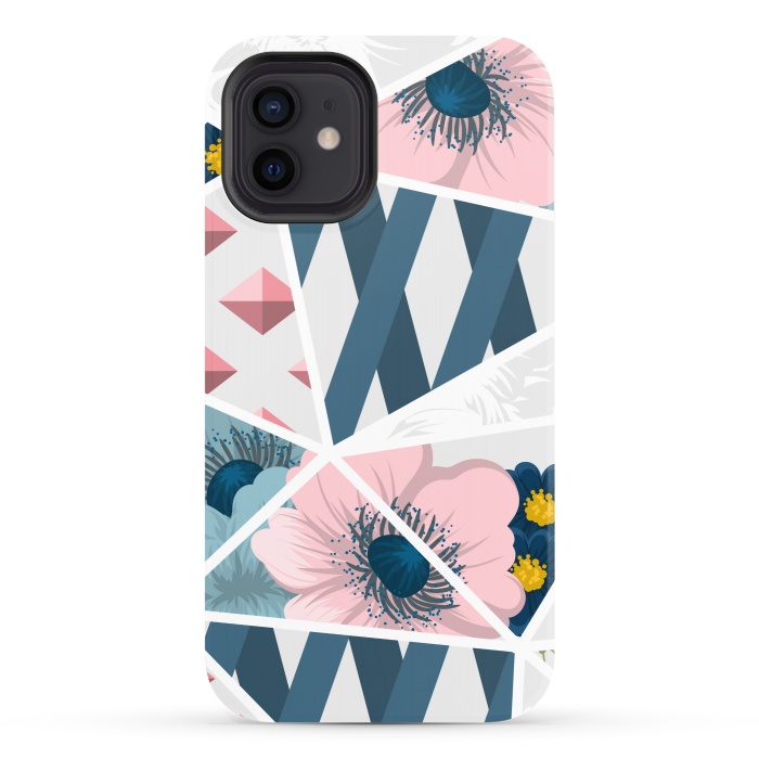 iPhone 12 StrongFit BLUE PINK FLORAL PATCHWORK by MALLIKA