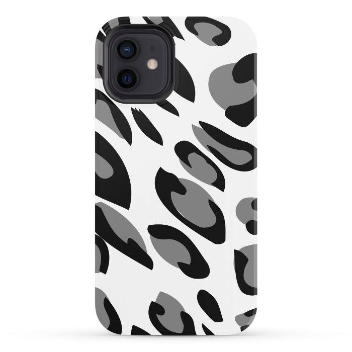 iPhone 12 StrongFit gray animal print by haroulita