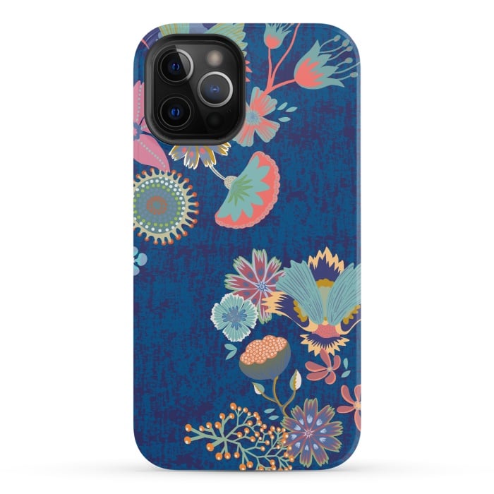 iPhone 12 Pro StrongFit Blue chinz florals by Nina Leth