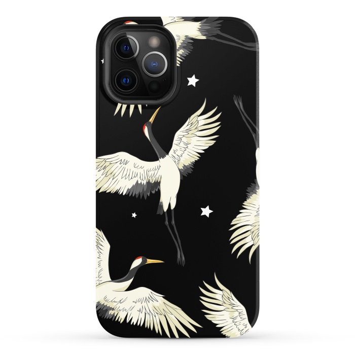 iPhone 12 Pro StrongFit black white birds by haroulita